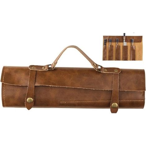 Couteau de Cuisine Sac de Rangement Couteau de Chef Sac à Rouleau Couteau en Cuir Portable Couteau de Chef Professionnel boîte