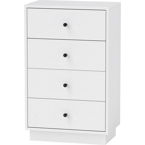 Kommode Sideboard mit 4 Schubladen Schrank aus Holzwerkstoff Aufbewahrungsschrank im Modern Stil Schubladenschrank Kommodenschrank für Wohnzimmer Schlafzimmer Flur 47 x 29 x 75 cm Weiß 