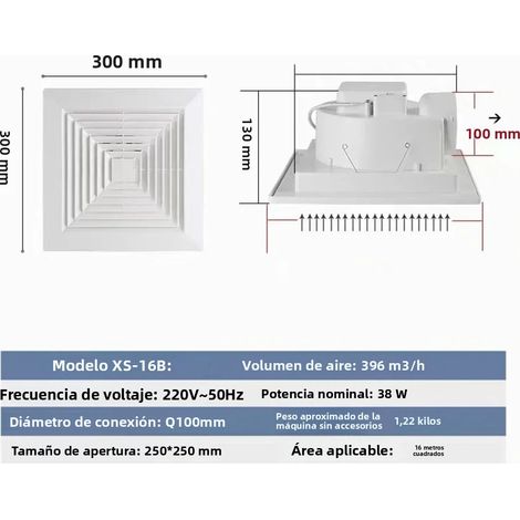 Ventilateur de plafond (10 pouces) spécialement conçu pour les cuisines et les salles de bains, avec un grand volume d'air et une forte aspiration. (1/4)