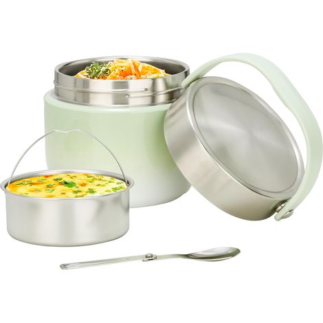 Boite Isotherme Lunch Box Isotherme Enfant, 1.2L Boite Repas en Acier Inoxydable, Étanche, Sans BPA avec Cuillère - pour Travail, Plein Air et École (1/5)