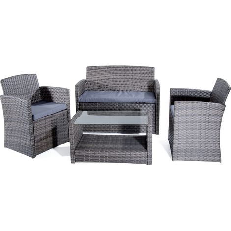 Set da Giardino Lipari Salottino Esterno Rattan Intrecciato Grigio Verdelook (1/5)