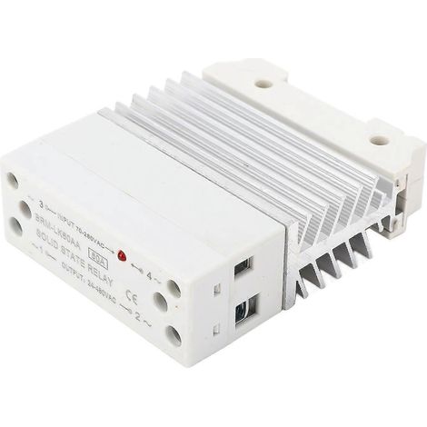 AC/AC-Halbleiterrelais mit integriertem Kühlkörper für Schienenmontage, einphasiges SSR-Modul, 70–280 V AC Eingang