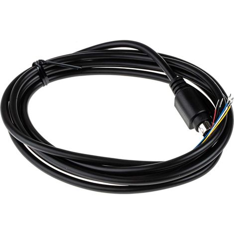 Cordons DIN Noir Fiche mâle moulée 6 contacts Extrémité libre, 2m ( Prix pour 1 )