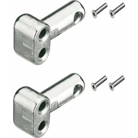 2x Attache façade adaptateur pour abattants à câble avec cadre aluminium étroit pose en applique gauche ou droite avec vis finition nickelée Ferrure Meuble Caisson Ouverture Porte Fixation