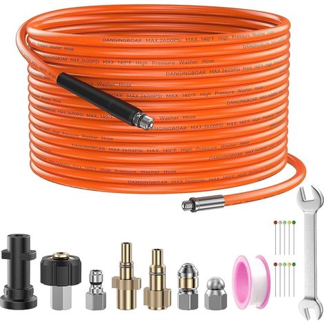 10M Tuyau Déboucheur Canalisation pour Nettoyeur Haute Pression Kärcher, Kit Déboucheur avec Buses à Jet et Rotative pour Karcher Série K2 K3 K4 K5 K6 K7, Bosch AQT, Lavor