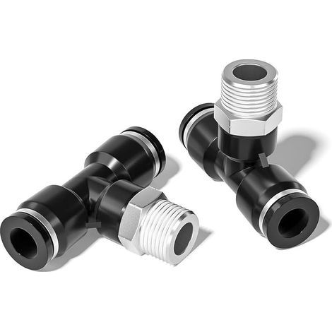 T-Stück mit 8 mm Außendurchmesser und 1/8 Zoll BSP-Gewinde zur Einschraubung PB8-01 (2er-Packung) (1/5)