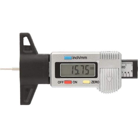 Jauge de profondeur d'inspection d'échelle de pneu numérique Lcd professionnel dans 0-25.4mm outil de mesure d'inspection de bande de roulement 0.01mm (1/5)