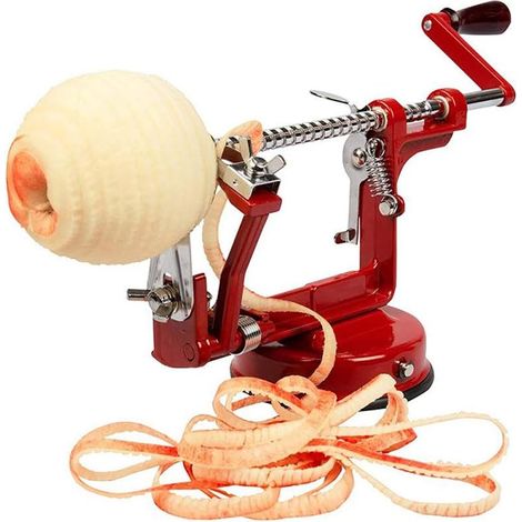 Eplucheur de pommes en métal, Rougn, dimensions 30 x 15 x 11 cm, avec ventouse pour fixation, poignée fixe, idéal pour une utilisation facile et efficace en cuisine (1/4)