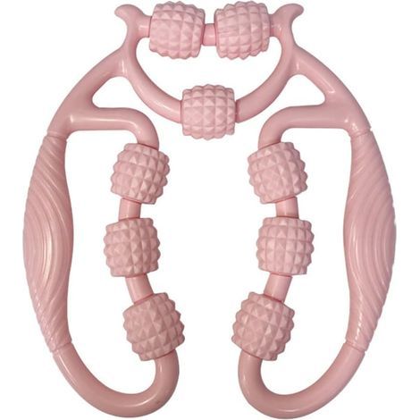 Leg Muscle Roller, 360° Anti-Cellulite Massage Roller, Manual 9-Wheel Cellulite Roller for Thighs, Foam Roller, Relieves Fatigue, Pink