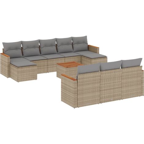 Maison Exclusive - Set de sofás de jardín 11pzas con cojines ratá (1/3)