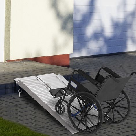 Klappbare, rutschfeste Rollstuhlrampe aus Aluminium mit erhöhten Kanten, max. Belastung 270 kg, 91 x 74 cm
