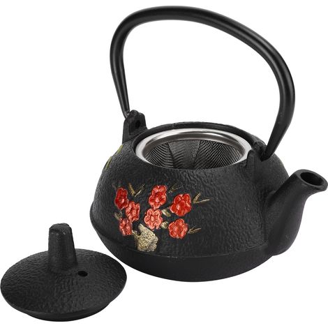 Bouilloire en fonte émaillée imitation japonaise, décor fleur de prunier et bambou, non revêtue, cadeau, 0,3L