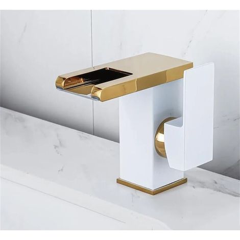 Grifo de cascada para baño, grifo de cascada LED, grifo de lavabo independiente, grifo de lavabo de latón macizo (1/2)