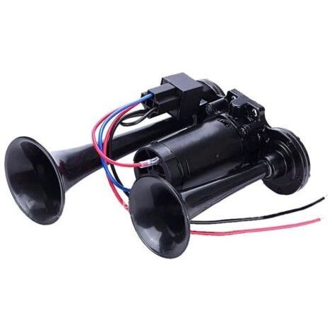 12V Klaxon d'air de Voiture,Klaxon pneumatique Double trompettes 600DB, Kit de Klaxons Super puissants avec compresseur Universel pour Voitures, Motos, camions, Trains, Bateaux (1/4)