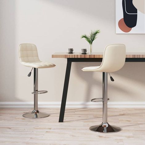 vidaXL Tabourets de bar lot de 2 crème tissu (1/5)