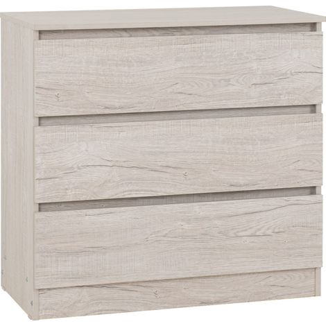 Malvern 3 Drawer Chest - L40 x W80 x H77 cm - Urban Snow (1/5)