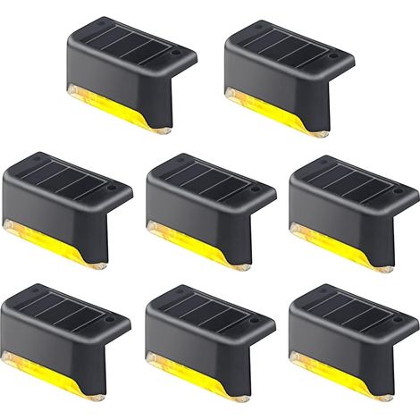 Lampes solaires pour marchepied, éclairage d'extérieur à énergie solaire avec capteur pour marches, lampes solaires étanches, lampes solaires pour marches de terrasse, lampes d'extérieur à piles