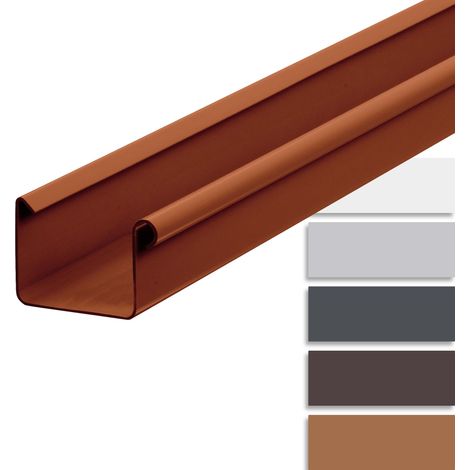 INEFA Dachrinne kunststoff Kastenrinne 200 cm, Dachrinnenzubehör, Regenrinnen PVC , einfache Montage, Made in Germany - NW68 / 68mm Braun