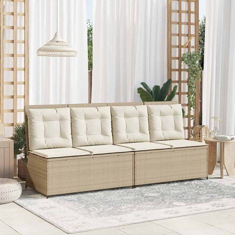 Garden Bench with Cushion Beige Poly rattan vidaXL (1/5)