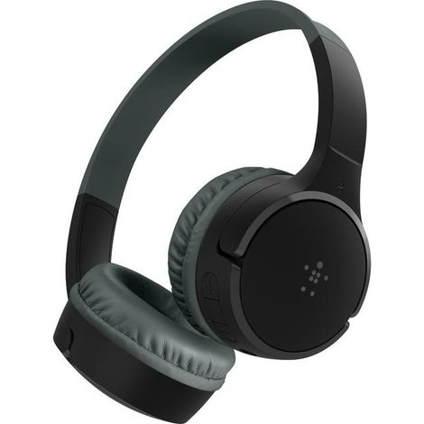 Belkin SoundForm Mini Cuffie wireless per bambini con microfono, on Ear, 30 ore de autonomia e adesivi, cuffie sovra-aurali per insegnamento online e viaggi, iPhone, iPad o Galaxy, nero (1/5)
