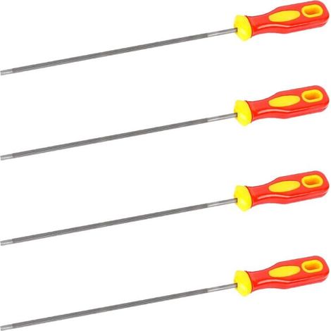 Set mit 4 runden Kettensägen-Schärffeilen für Kettensägen, 275 x 4 mm
