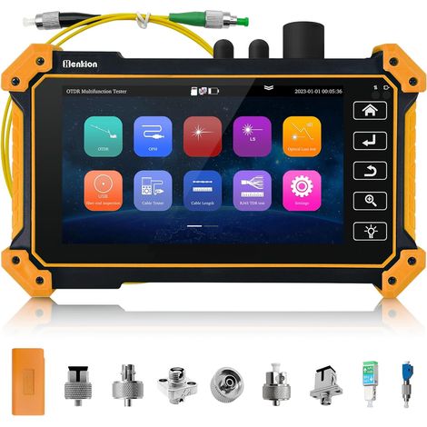 OTDR Fiber Optic Tester 1310/1550nm 26/24dB, OTDR Tester Auto Parameter Setting, OPM, LS, OLS, Event Map, Network and Cable Testing Tools, 8 Types of Fiber Adapters (1/5)