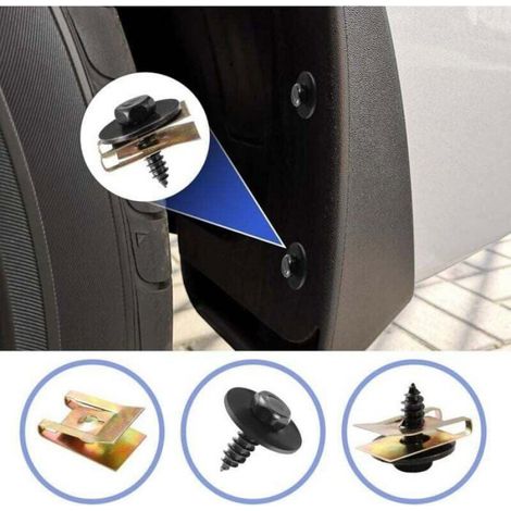 Kit 100 pièces fixations auto universel, vis de soubassement, vis d'aile de carrosserie, clips en plastique rivet fixations pour véhicule (1/4)