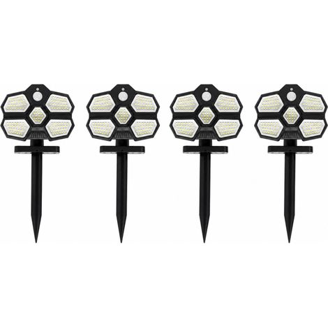 Lot de 4 Lampes LED Solaires à pied amovible avec Détecteur de Mouvement Éclairage Extérieur Automatique - Livraison gratuite (1/5)
