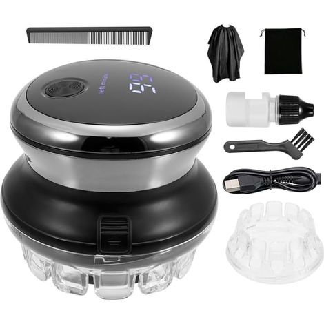 Tondeuse à cheveux pour homme, rechargeable à tête rasée, tondeuse circulaire sans fil, kit de coupe de cheveux portable, machine à épiler électrique pour hommes, adultes et enfants (1/5)
