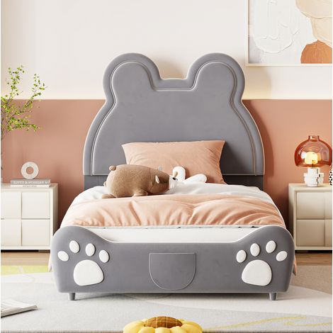 Bett Kinderbett gepolstert 90x200 Bärenform grau OKMYHOME (1/5)