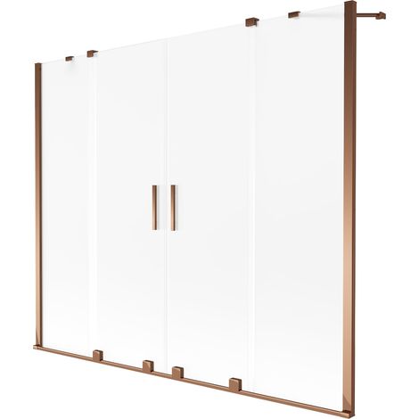 Mexen Velar Duo biombo de bañera 2 alas deslizantes 180 x 150 cm, escarcha, oro rosa - 896-180-000-32-60 (1/2)