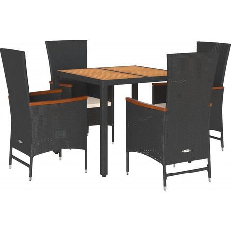 Maison Exclusive - 5-tlg. Garten-Essgruppe mit Kissen Schwarz Pol (1/5)