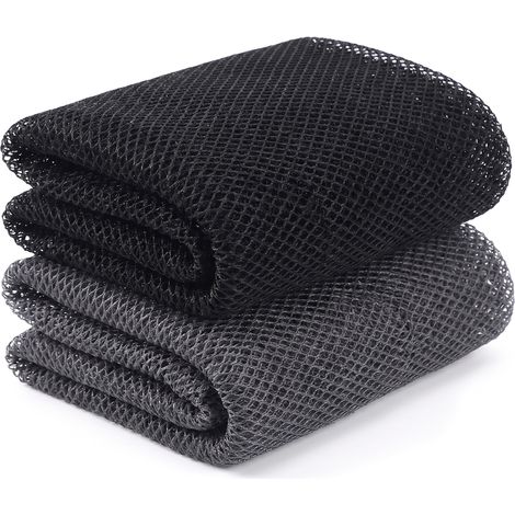 Éponge De Douche En Maille - 114 Cm - Exfoliation Profonde Du Corps - Pour Hommes Femmes Et Famille - Noir Et Gris - 1 Pièce (1/5)