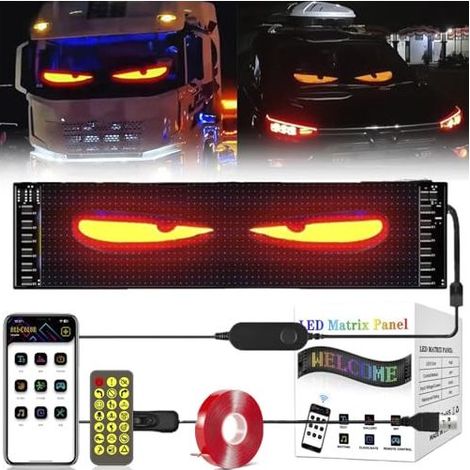 Yeux LED Devil Eyes pour camion et voiture, écran souple, programmable (70 x 173 mm) (1/5)