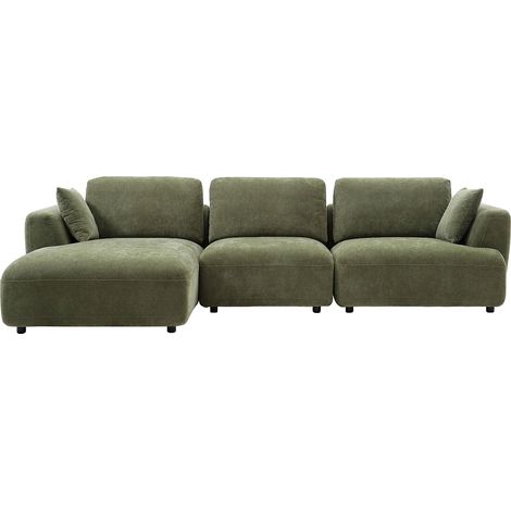 Canapé d'angle gauche en tissu vert TINDRALO (1/4)
