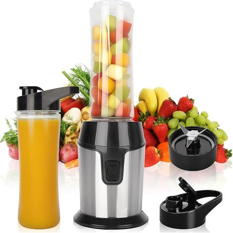 Mini Electric Blender, Portable Blender Blender with Portable Bottles with Stainless Steel Blades for Smoothie Shake Fruit and Baby Food (1/2)