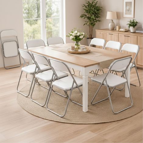 Set de Sillas Antenore, 10 Sillas, Acolchadas, Soporte 80 kg, Blanco (1/5)