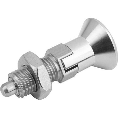 KIPP Arretierbolzen GR.4 M20 x 1,5 D12 Form D mit Rastnut Kontermutter Edels. (1/3)