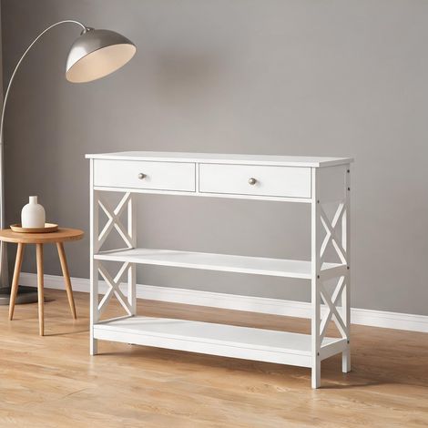 Console blanc en bois 100 x 30,5 x 80 cm (1/5)