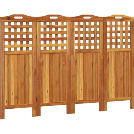 Paravento divisorio 4 pannelli 162x2x115 cm legno di acacia marrone DEC030820