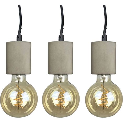 Lot de 3 suspensions lumineuses en béton gris - CALO 5188 (1/5)