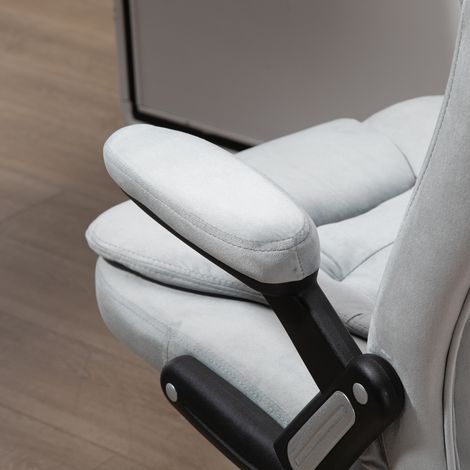 Vinsetto Bürostuhl mit Massagefunktion Ergonomischer Chefsessel mit Heizfunktion, Liegefunktion, Wippfunktion Höhenverstellbar 360° Drehbar Computerstuhl mit Seitentasche, Samtoptik, Grau (1/5)