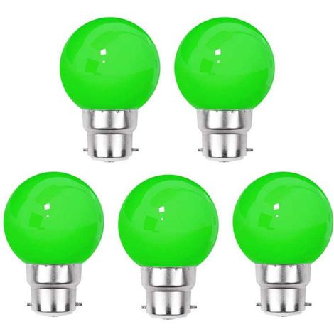 Lot de 5 ampoules LED Vertes B22 Incassables - Guirlandes guinguette - Culot baïonnette