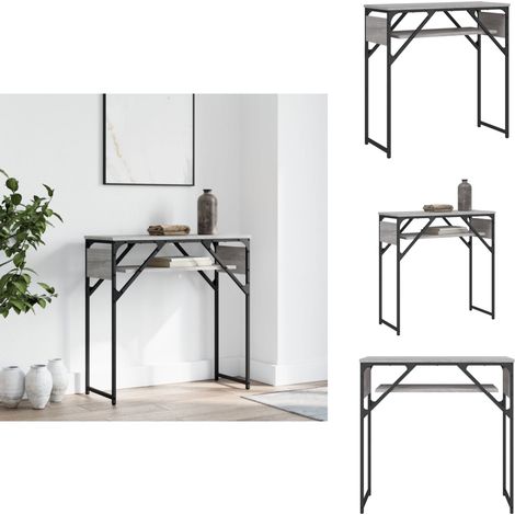 Table console avec étagère sonoma gris 75x30x75 cm - Table Basse - Table D'appoint - Meuble D'entrée - Table Console - Mobilier Moderne (1/5)