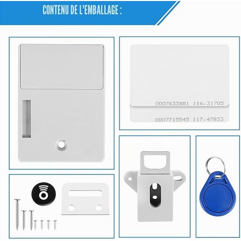 Verrou de placard à induction invisible, Serrure électronique RFID invisible, Ouverture intelligente Numérique Lock Sans Trou Perforé pour bureau, tiroir, porte, armoire, placard (1/2)