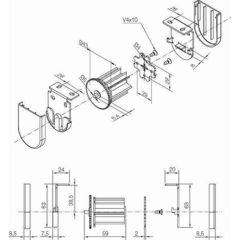 Nice 523.40001 - Kit supporti bianchi con flange, interasse 40 mm, per motori 35 mm e rullo tipo Acmeda 48 mm.