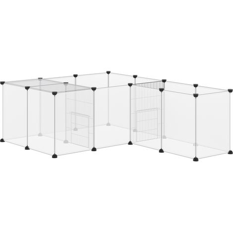 Enclos parc modulable pour petits animaux 20 panneaux pour cochons d'Inde hérisson 175 x 70 x 45 cm blanc