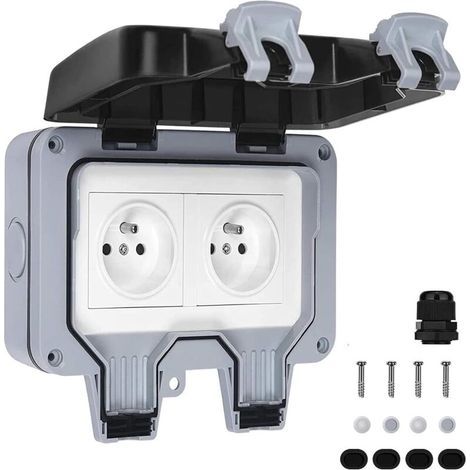 Waterproof Double Outdoor Electrical Socket IP66 Waterproof Wall Socket 16A (1/5)
