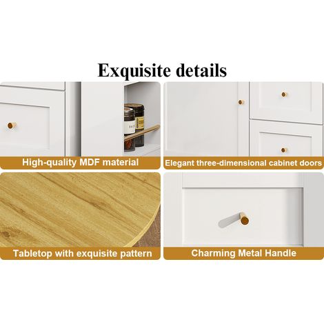 Table de repas dépliable avec espace de rangement (taille : 138–204 × 39 × 105 cm). Coffre à cuisine. Meuble de coin avec étaggere pour les snacks. Tablette de repas portable. Grande table de cuisine, (1/5)
