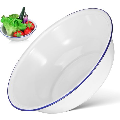 Grand bol vintage en émail pour mélanger et laver, bol de cuisine polyvalent pour les fruits (1/4)